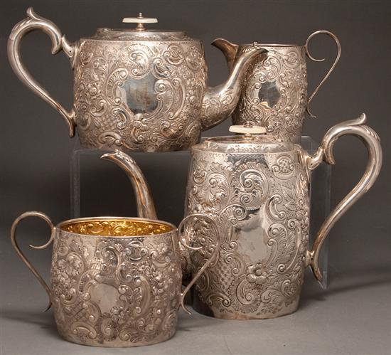 Appraisal: English repousse silver four-piece tea and coffee service J H