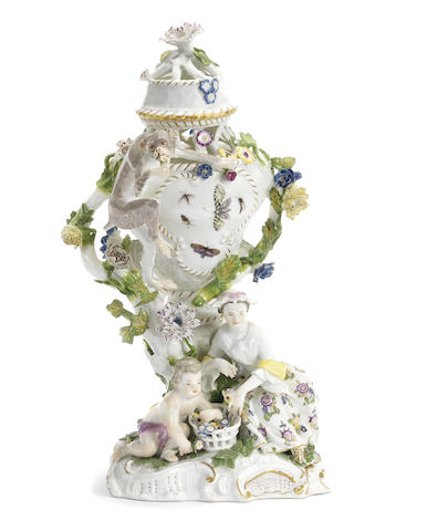 Appraisal: A Meissen potpourri vase and cover circa Modelled as a