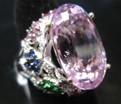 Appraisal: karat white gold and gemstone dinner ring th century