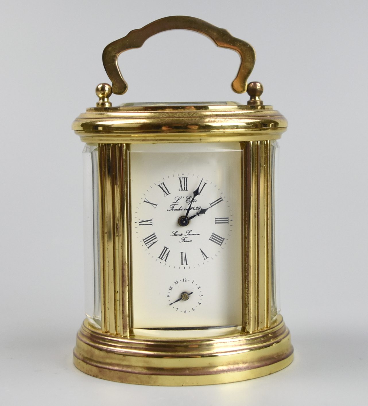 Appraisal: FRENCH MINIATURE CARRAGE CLOCK A miniature brass carriage clock th