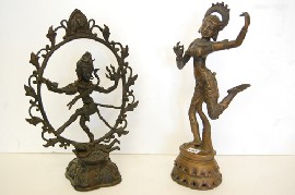 Appraisal: TWO INDIAN BRONZES OR BRONZE ALLOY FIGURES INC NATARAJA AND