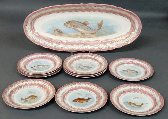 Appraisal: Set of ten fish plates dia and matching platter x