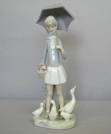 Appraisal: Girl With Umbrella Geese - Retired Good Condition