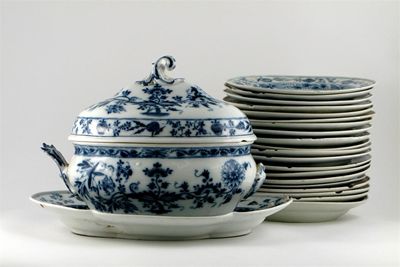 Appraisal: A Meissen and Berlin combined part service painted in blue