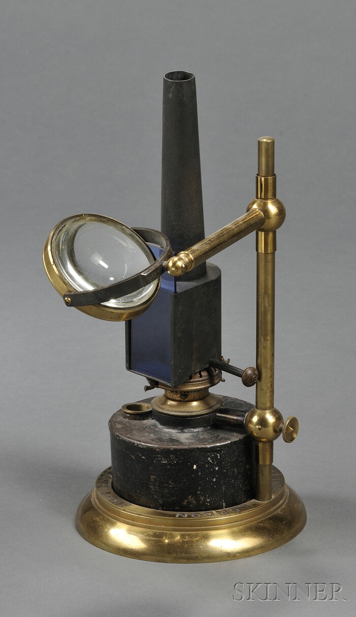 Appraisal: Microscopy Lamp Collins and Bockett London late th century with