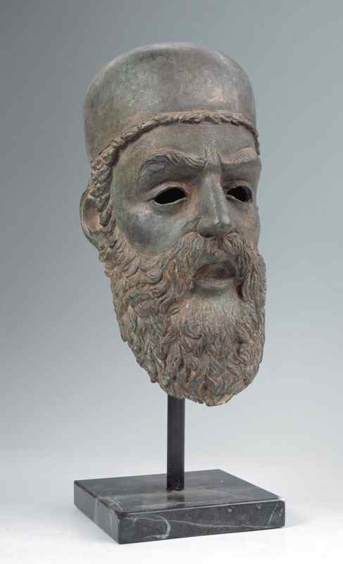 Appraisal: BRONZE PORTRAIT CASTING OF A GREEK SCHOLAR Patinated bust of