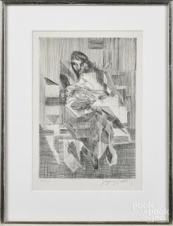 Appraisal: Jacques Villon French - cubist etching titled Maternite signed lower