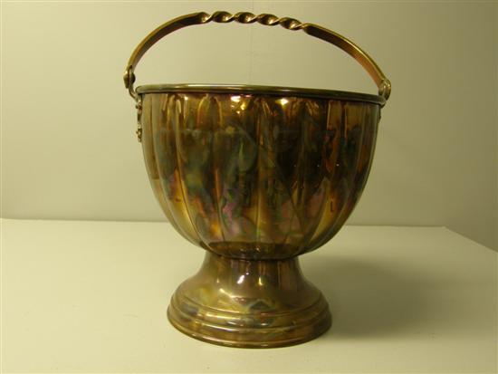 Appraisal: th Century copper coal bucket with swing handle h in