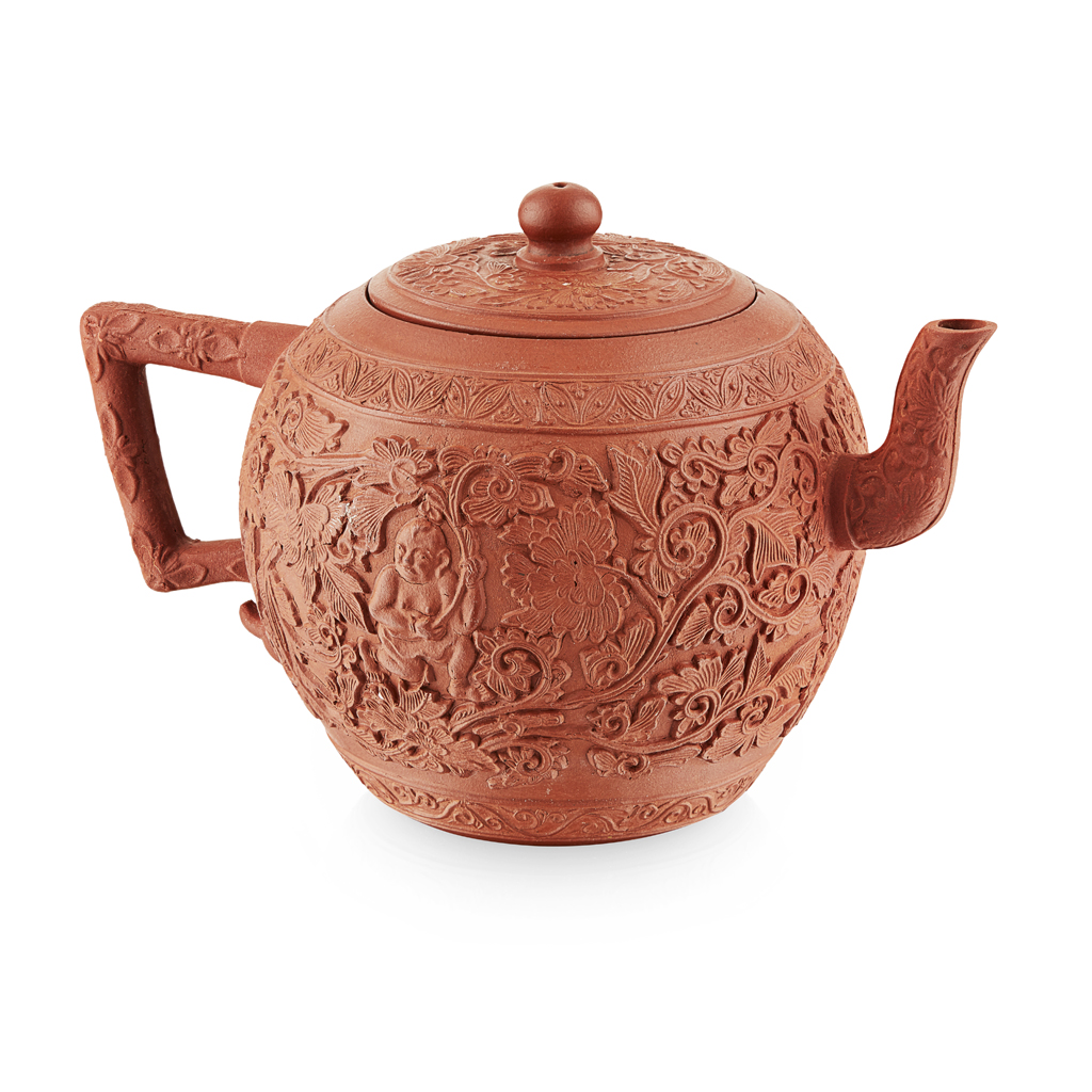 Appraisal: YIXING STONEWARE TEAPOT AND COVER KANGXI PERIOD of globular shape