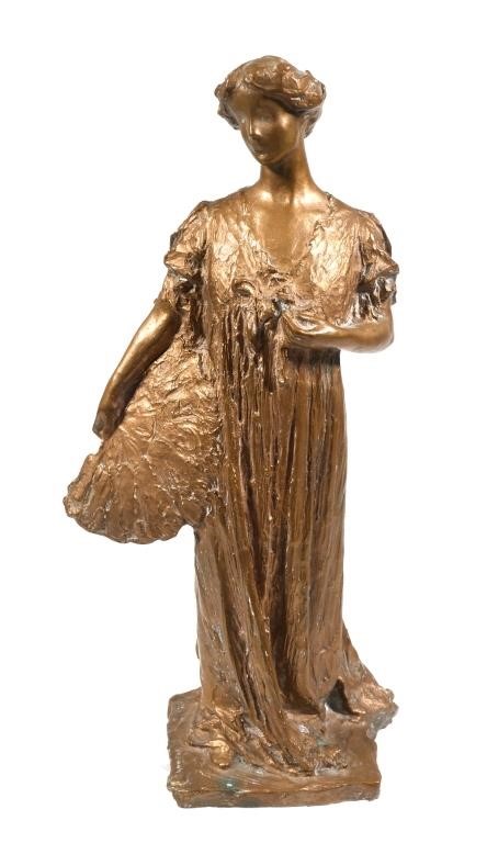 Appraisal: Bronze sculpture titled The Fan by Bessie Potter Vonnoh American