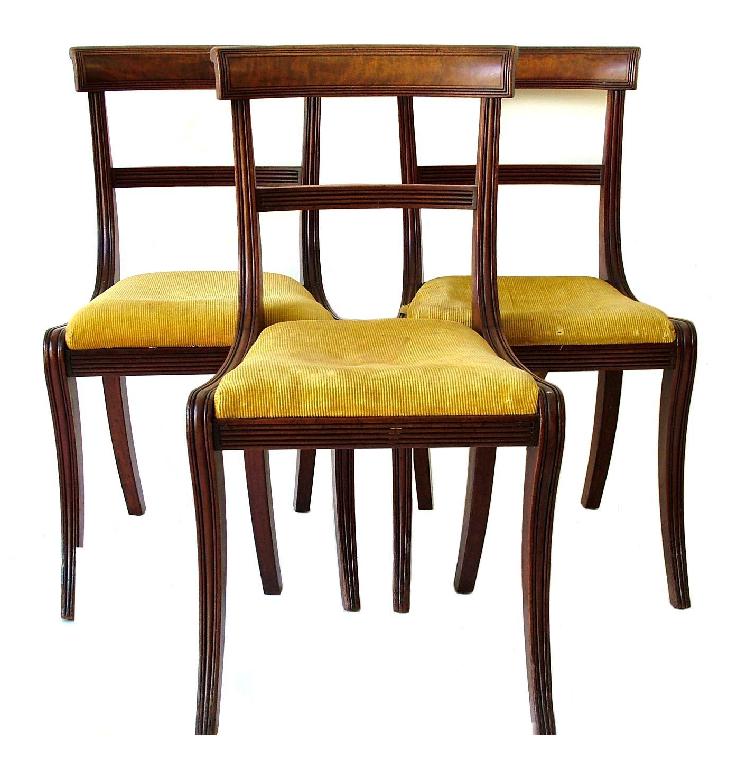 Appraisal: Set of six Regency mahogany dining chairs with plain figured