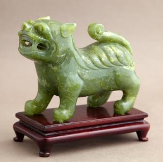 Appraisal: Chinese Antique Carved Jade Standing Foo Dog stan Chinese Antique