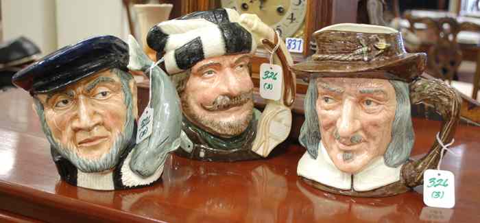 Appraisal: THREE ROYAL DOULTON LARGE CHARACTER JUGS ''Compleat Angler D ''