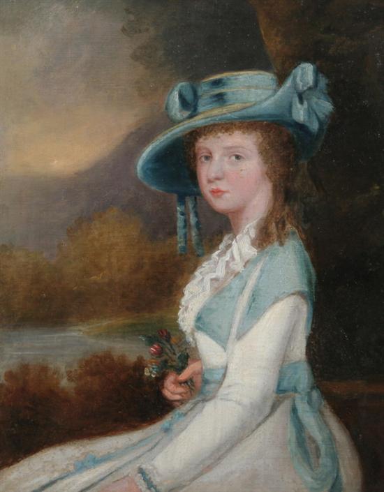 Appraisal: AFTER ARTHUR WILLIAM DEVIS English - YOUNG LADY IN BLUE