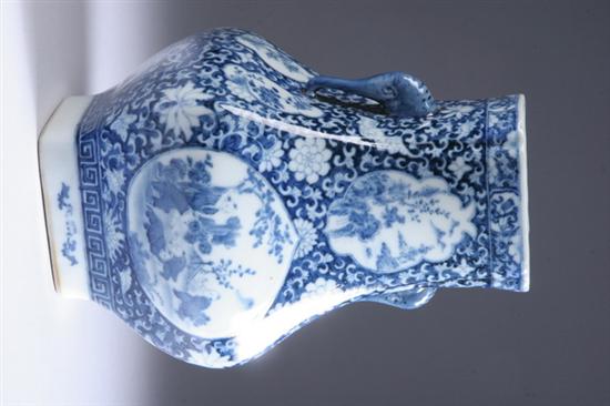 Appraisal: CHINESE BLUE AND WHITE PORCELAIN VASE FANGHU A transfer vase