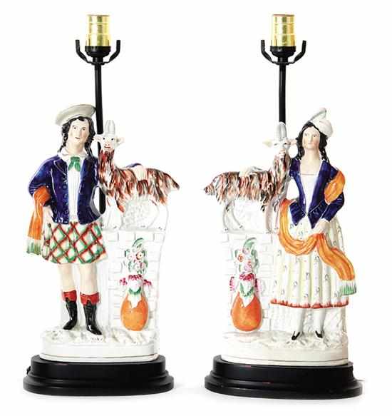 Appraisal: Pair Staffordshire Scotsman figures converted to lamps th century standing