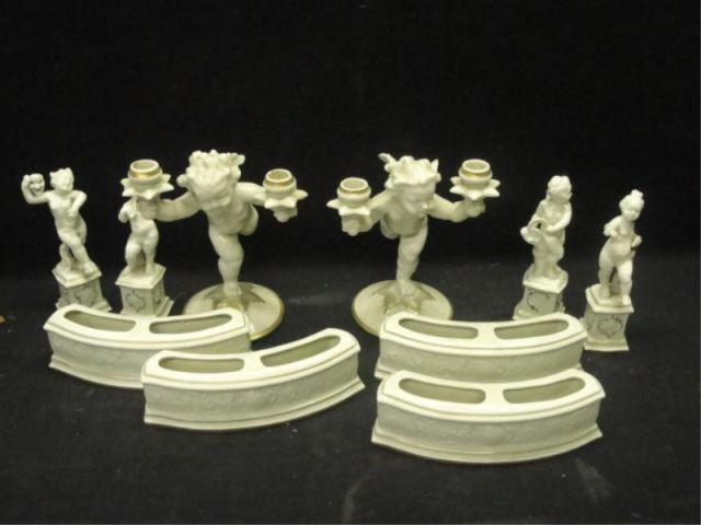 Appraisal: Lot of Assorted German Porcelains Putti candlebra and more From