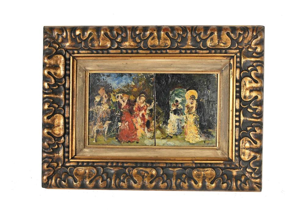 Appraisal: ADOLPHE MONTICELLI FRENCH - PAINTINGGallant Scene Signed lower left Oil