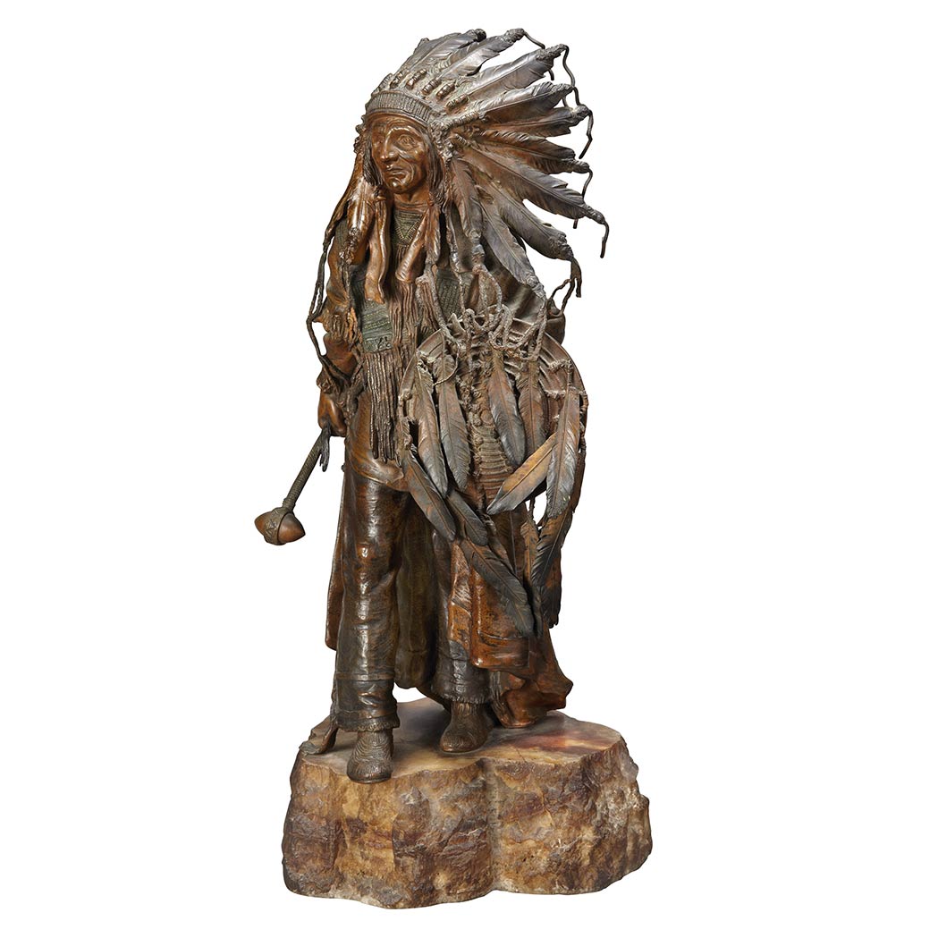 Appraisal: Austrian Bronze Figure of an American Indian Chief Titled Amerika