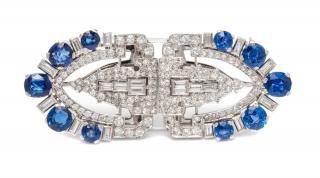 Appraisal: A Pair of Art Deco Platinum Sapphire and Diamond Dress