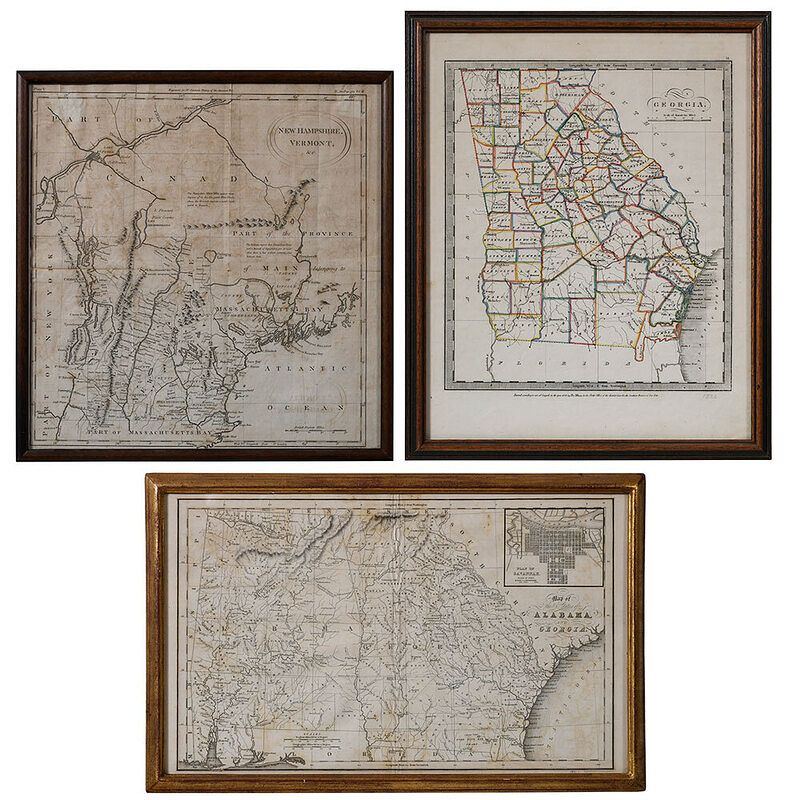 Appraisal: Three Georgia Alabama and Vermont Maps David Hugh Burr American