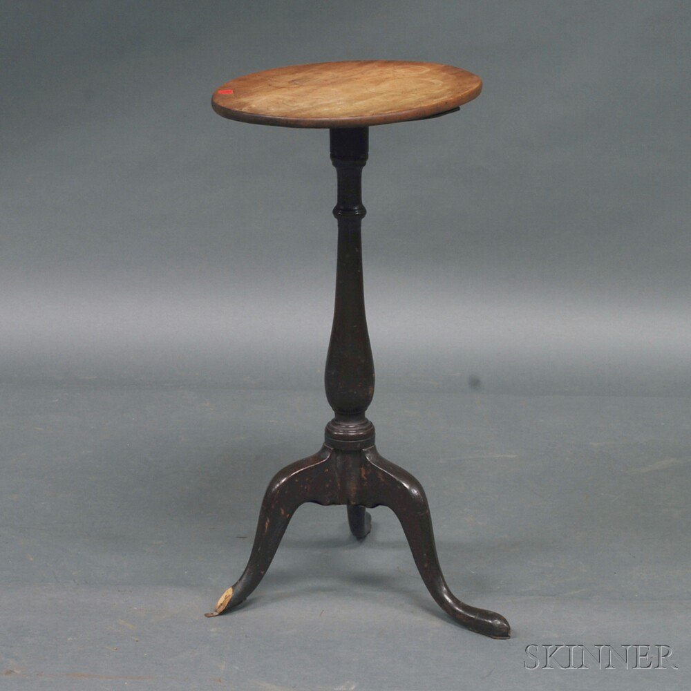 Appraisal: Queen Anne Brown-painted Maple Candlestand th century the stripped oval