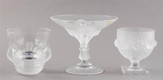 Appraisal: Lalique crystal compote and dishes flared shallow-bowled compote supported on