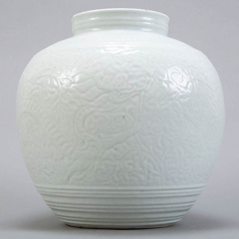 Appraisal: Chinese th c Porcelain Blanc de Chine Jar A fine