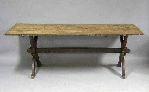 Appraisal: Walnut trestle table th c h w d