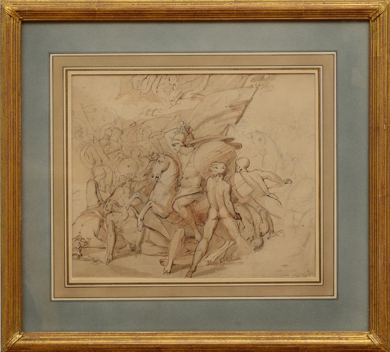 Appraisal: WILLIAM WESTALL - DEATH OF POSEIDON Pencil ink and wash