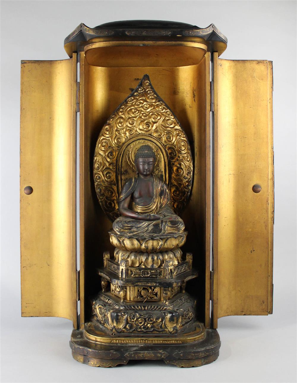 Appraisal: JAPANESE LARGE ZUSHI TRAVELING SHRINE of uncommon size with a