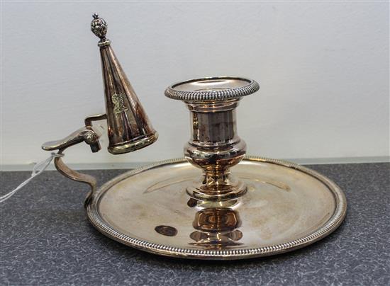 Appraisal: Sale Lot An English Silver-plate Chamber Stick with Snuff Hawksworth