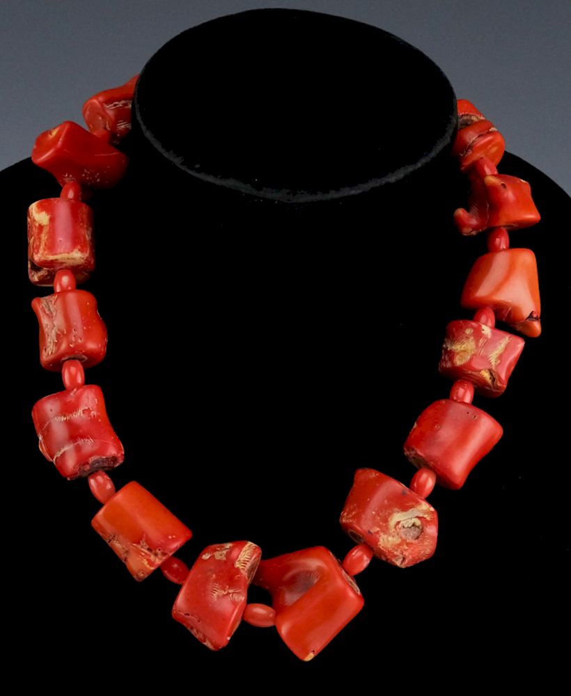 Appraisal: Vintage Asian Red Coral Nugget Bead Necklace Vintage red coral