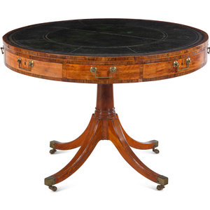 Appraisal: A Regency Mahogany Drum Table Circa having an inset leather