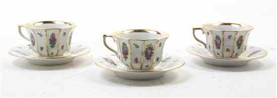 Appraisal: A Set of Twelve Royal Copenhagen Teacups and Saucers of