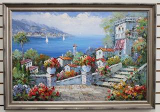 Appraisal: th C Italian Painting of Amalfo Coast Signed Signed lower