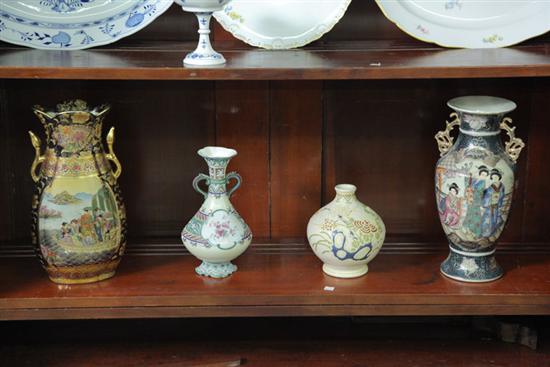 Appraisal: ROYAL SATSUMA VASE TOGETHER WITH THREE ENAMELED VASES Royal Satsuma