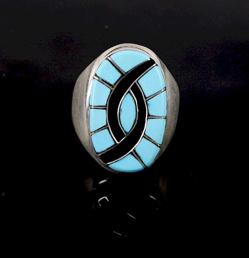 Appraisal: Signed Zuni Turquoise Sterling Silver Ring Offered for your bidding