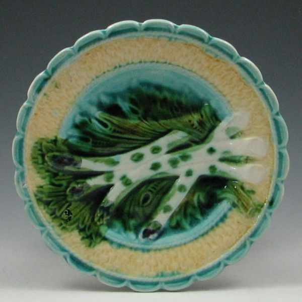 Appraisal: Majolica Asparagus Dish marked with illegible glaze number factory blemish