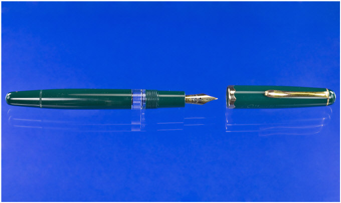 Appraisal: Mont Blanc A Monte Rosa Green Piston Filler M Nib