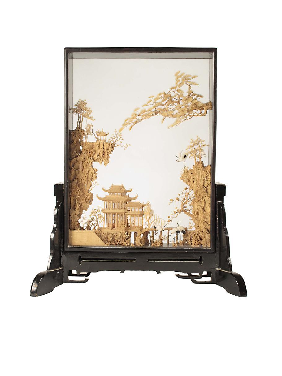 Appraisal: A Chinese cork table screen