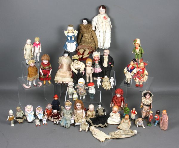 Appraisal: Group of miniature dolls to include bisque china head c