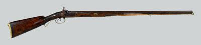 Appraisal: Double-barrel percussion shotgun or fowling piece in Damascus barrels with