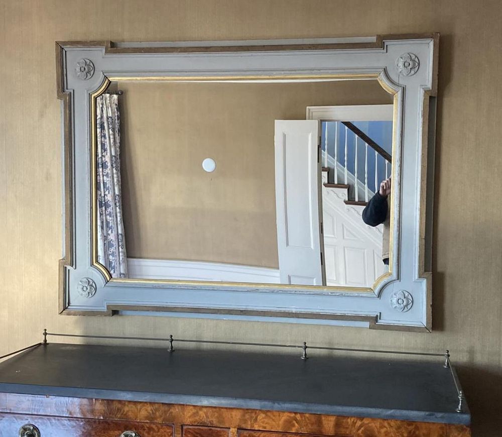 Appraisal: Swedish Gray Painted Gilt Neoclassical Mirror th century high wide