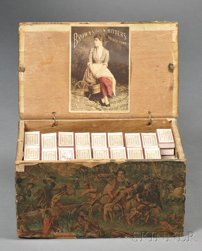 Appraisal: William H Weston Paper-covered Box with Apothecary Items late th