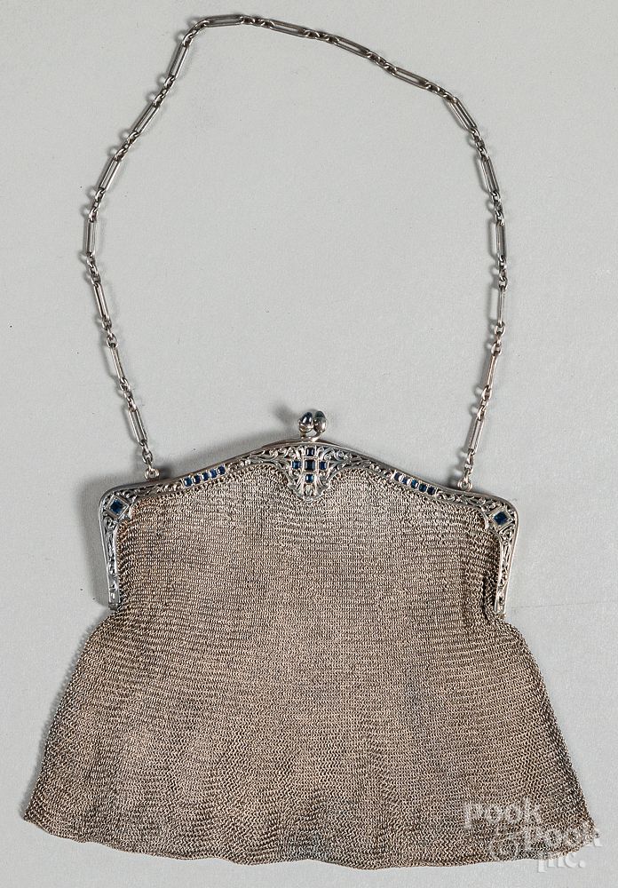 Appraisal: Tiffany Co mesh purse Tiffany Co sterling silver and gemstone