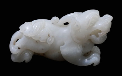 Appraisal: Jade Chimera Ming Dynasty or earlier translucent white with brown