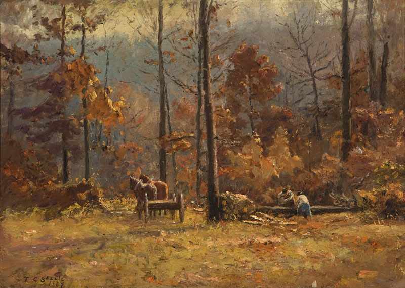 Appraisal: Theodore Clement Steele - Brown County IN Woodcutters Working with