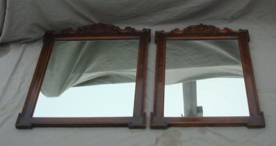 Appraisal: Two Matching Burl Carved Top Mirrors From a Harrison NY