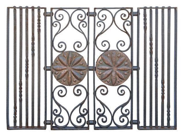 Appraisal: Architectural wrought iron panel comprised of four conjoined sections having